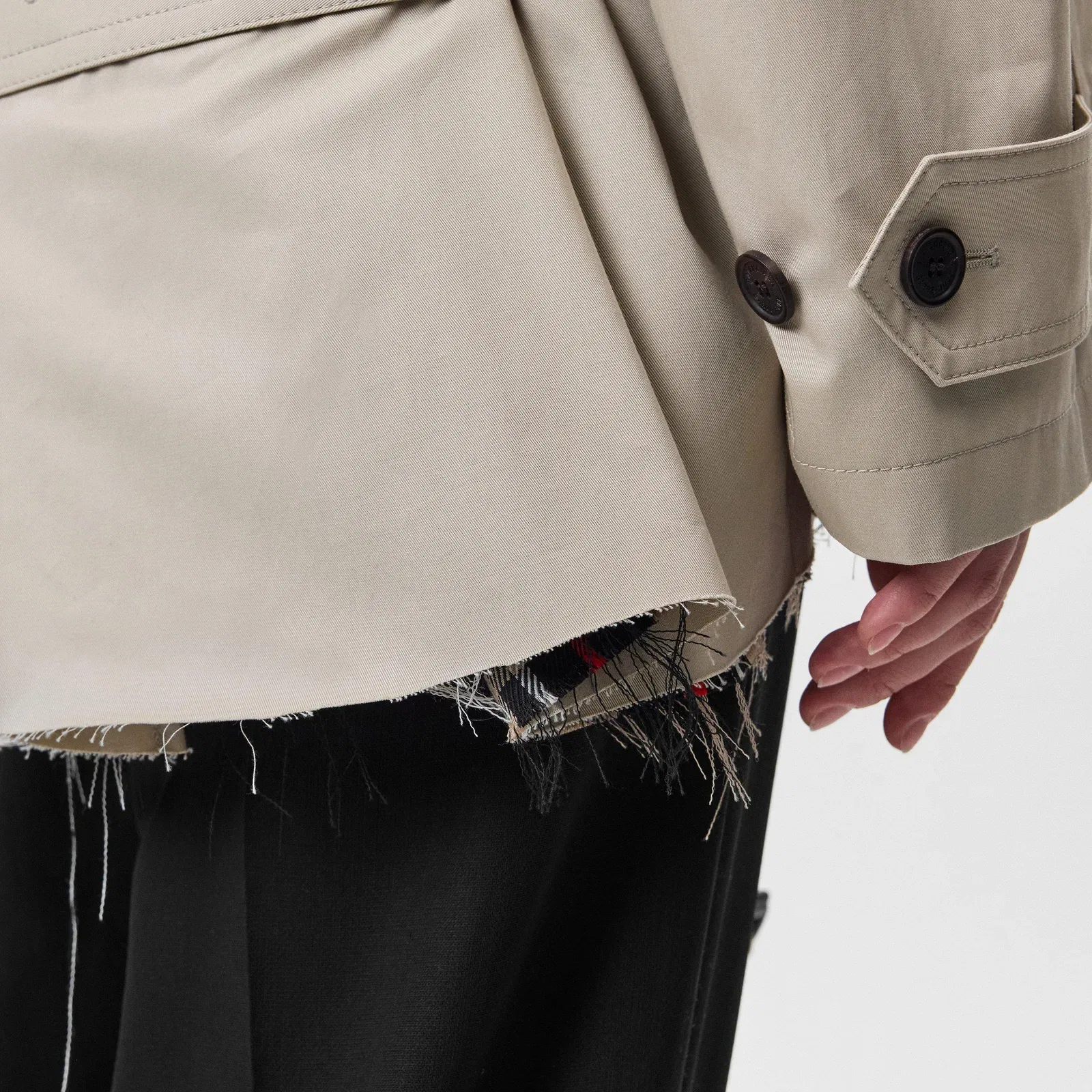 Short Cotton Long Sleeve Trench Coat