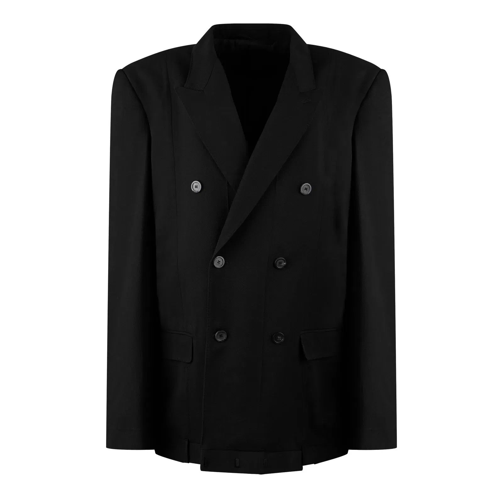 Double Breasted Wool Long Sleeve Blazer