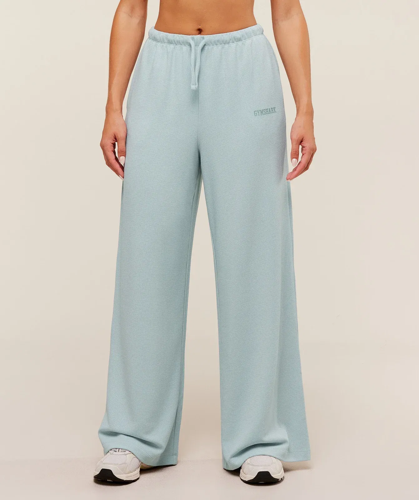 Gymshark Waffle Wide Leg Pants - Smoke Blue