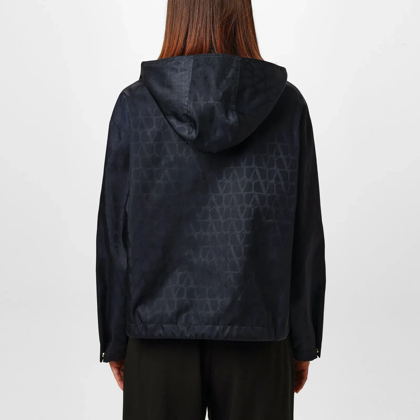 Jacquard Hooded Long Sleeve Rain Anorak