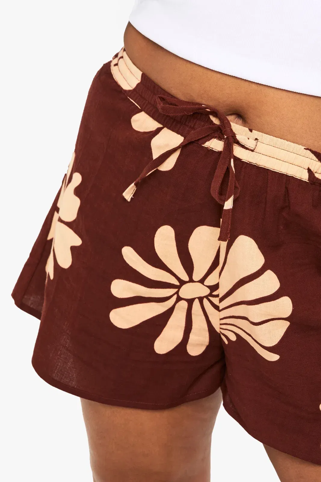 Plus Shell Print Linen Shorts