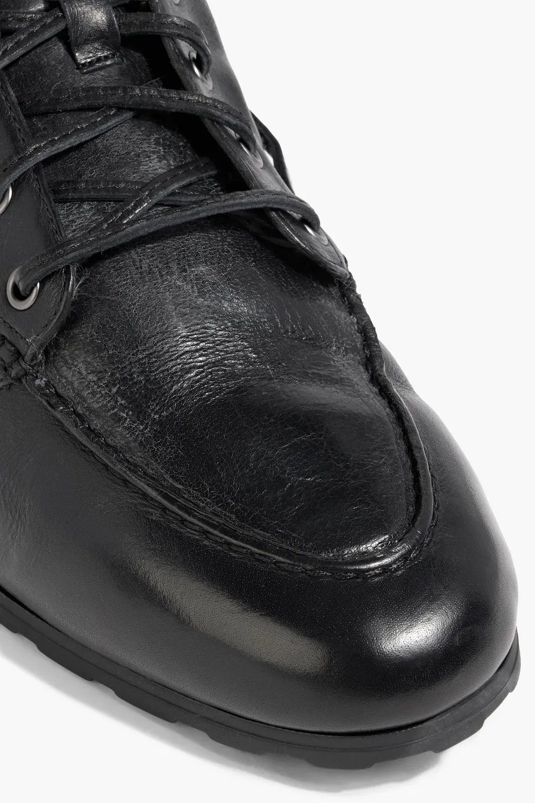 Bally Paphos Leather Combat Boots Black Women's