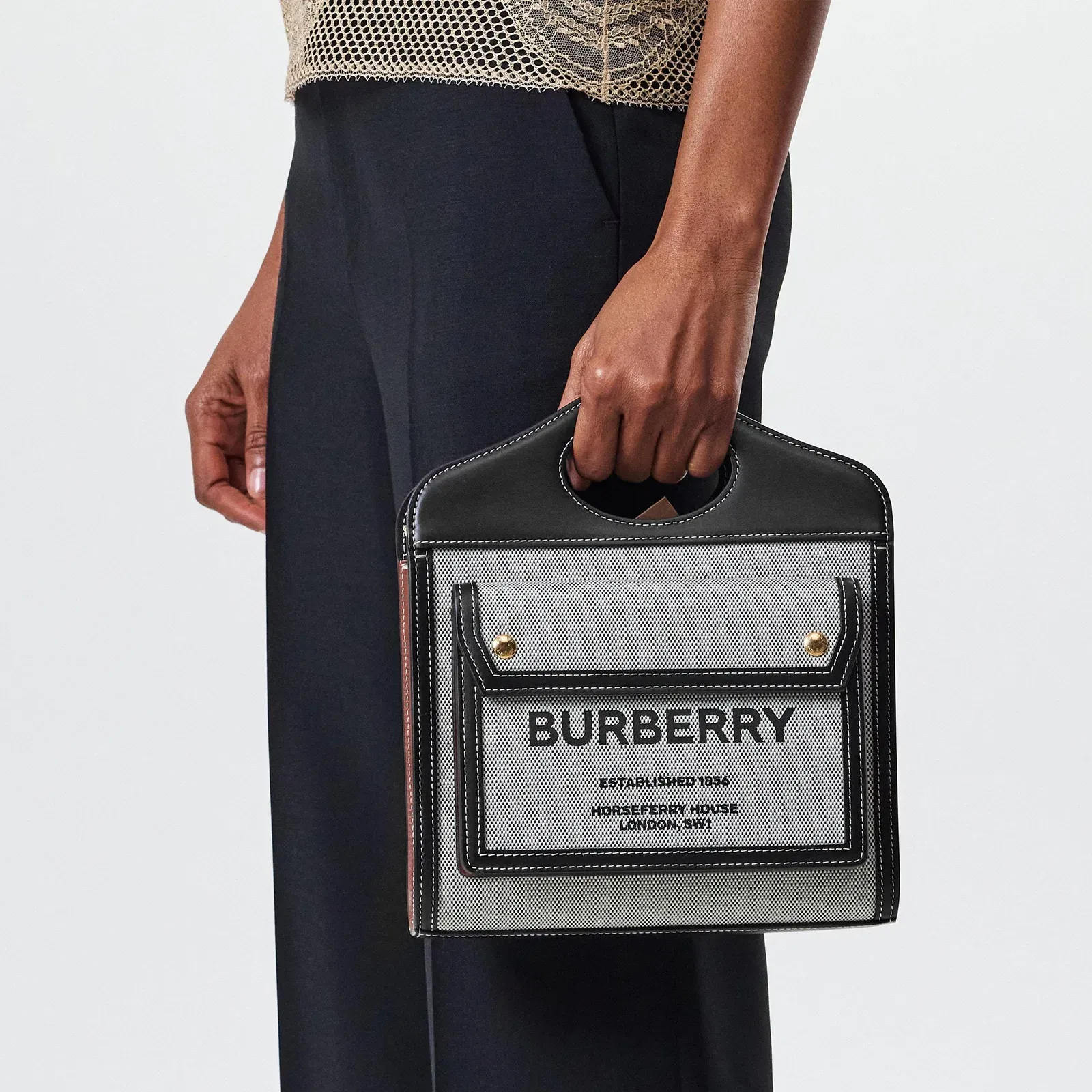 Logo Leather Pocket Mini Handbag