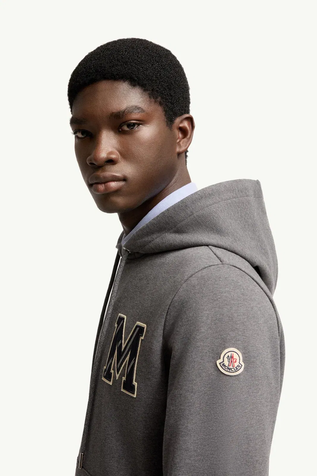 Moncler Monogram Cotton Zip-Up Hoodie Dark Grey Dark Grey