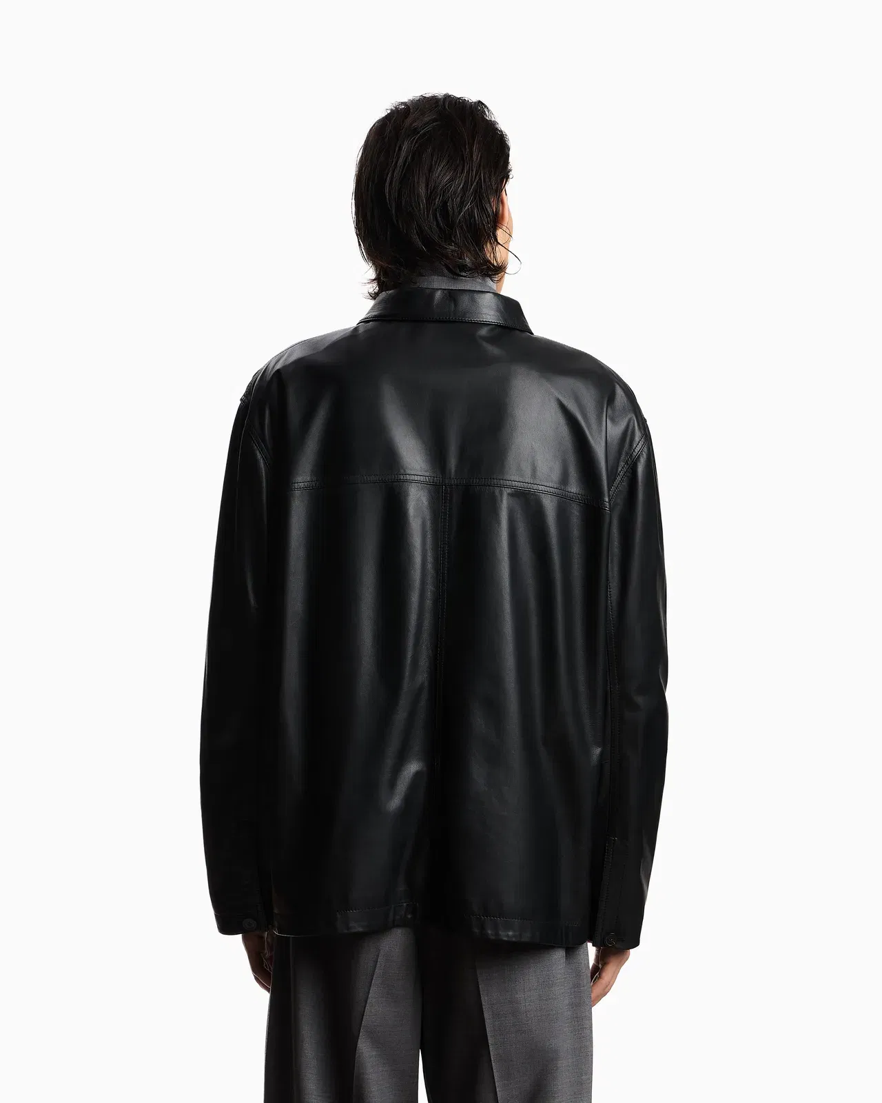 Emporio Armani Ultra light lambskin nappa leather shirt jacket