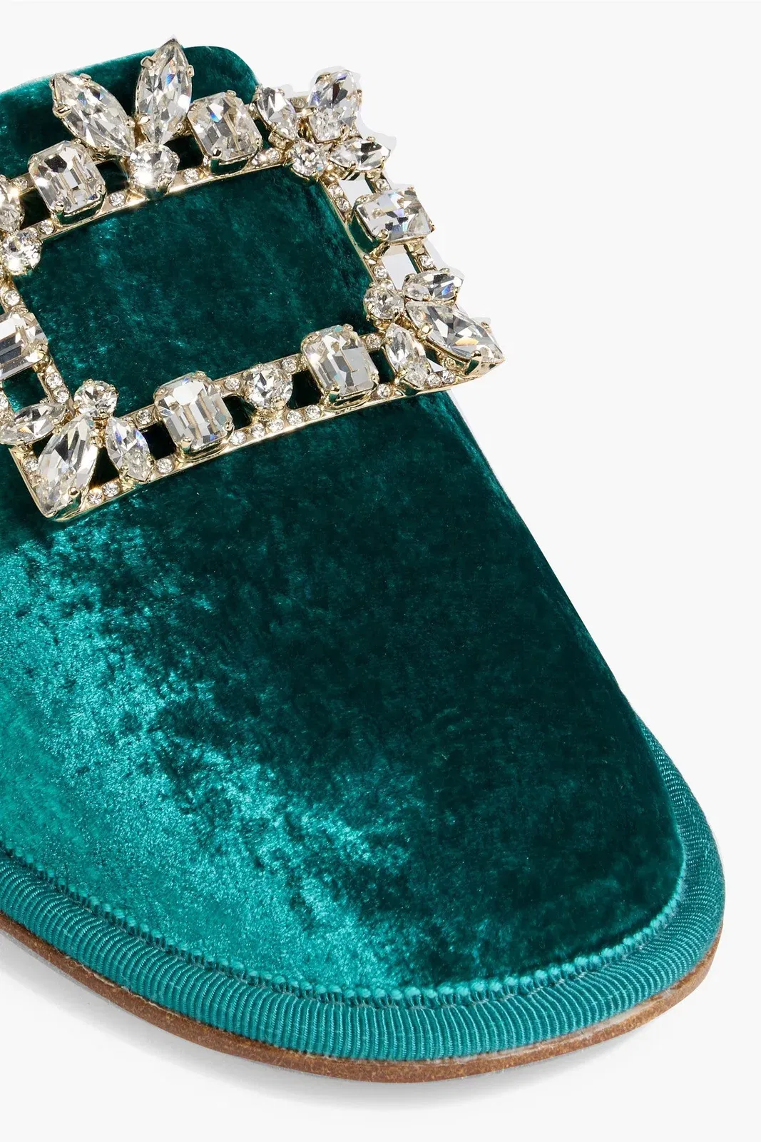 Roger Vivier Hotel Rv Embellished Velvet Slippers Jade Women's