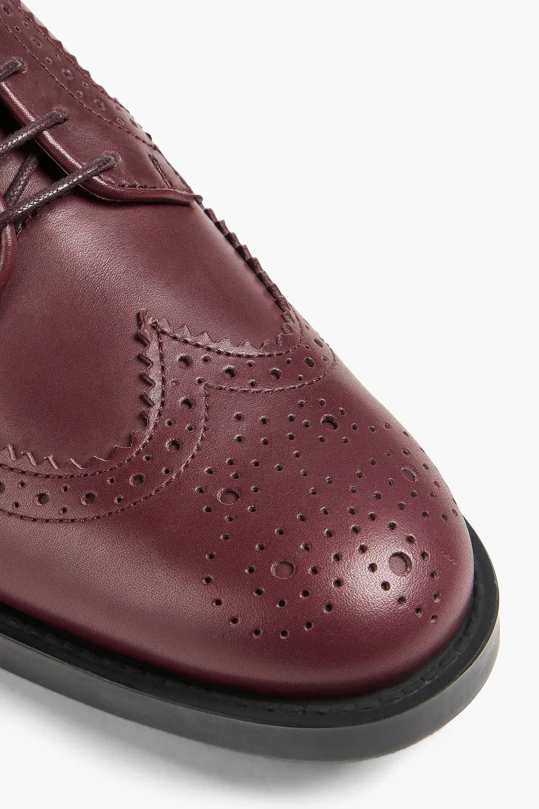 Tod's Perforated Leather Brogues Burgundy Women's