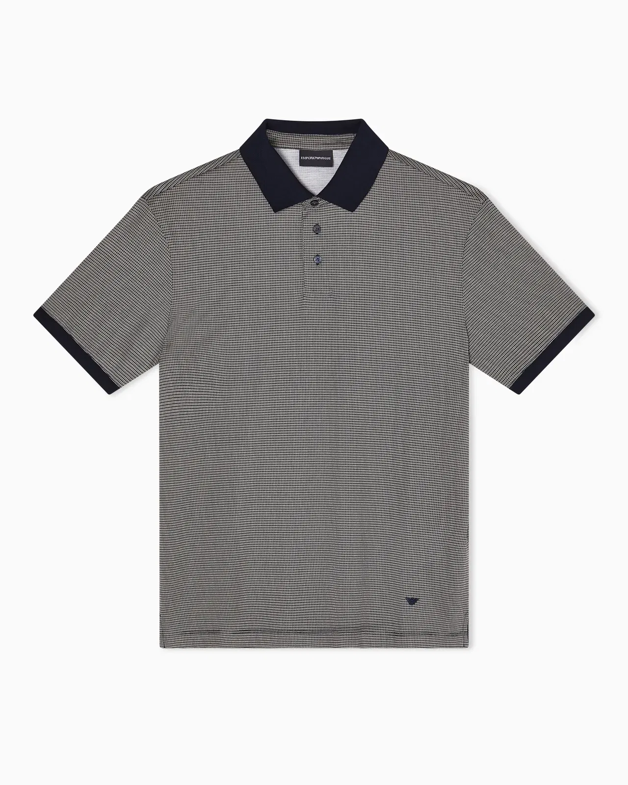 Emporio Armani Lyocell-blend jersey polo shirt with all-over micro-pattern print