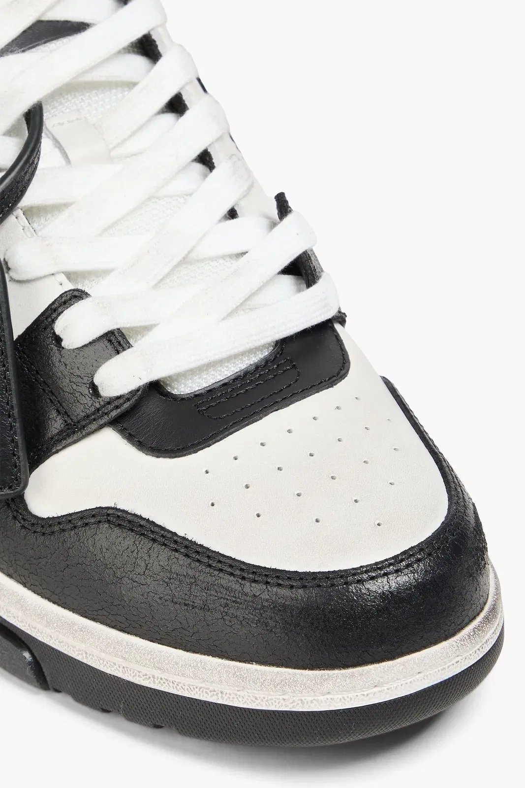 Off-White Out Of Office Distressed Leather Sneakers Black