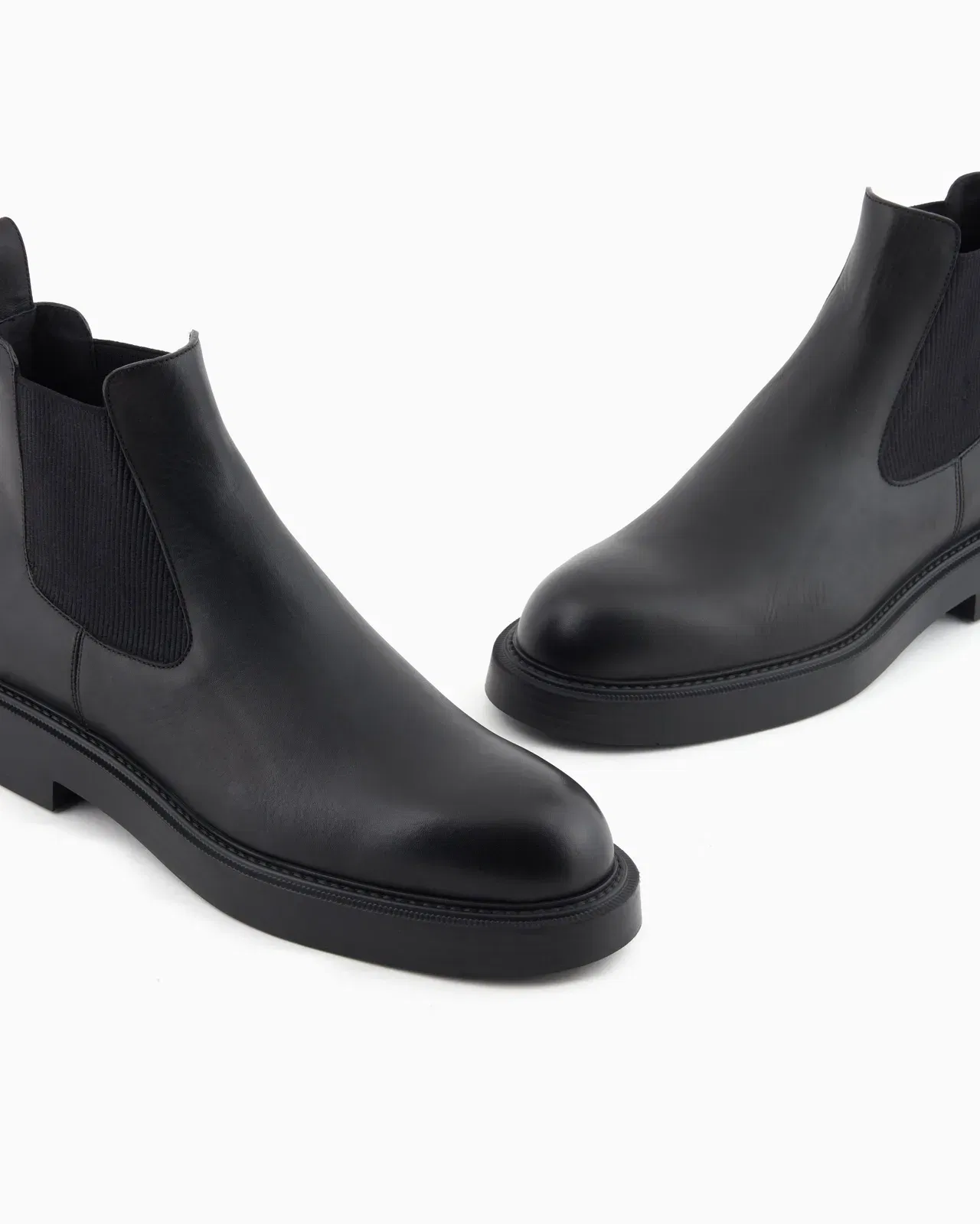 Emporio Armani Dappled Leather Beatle Boots Black