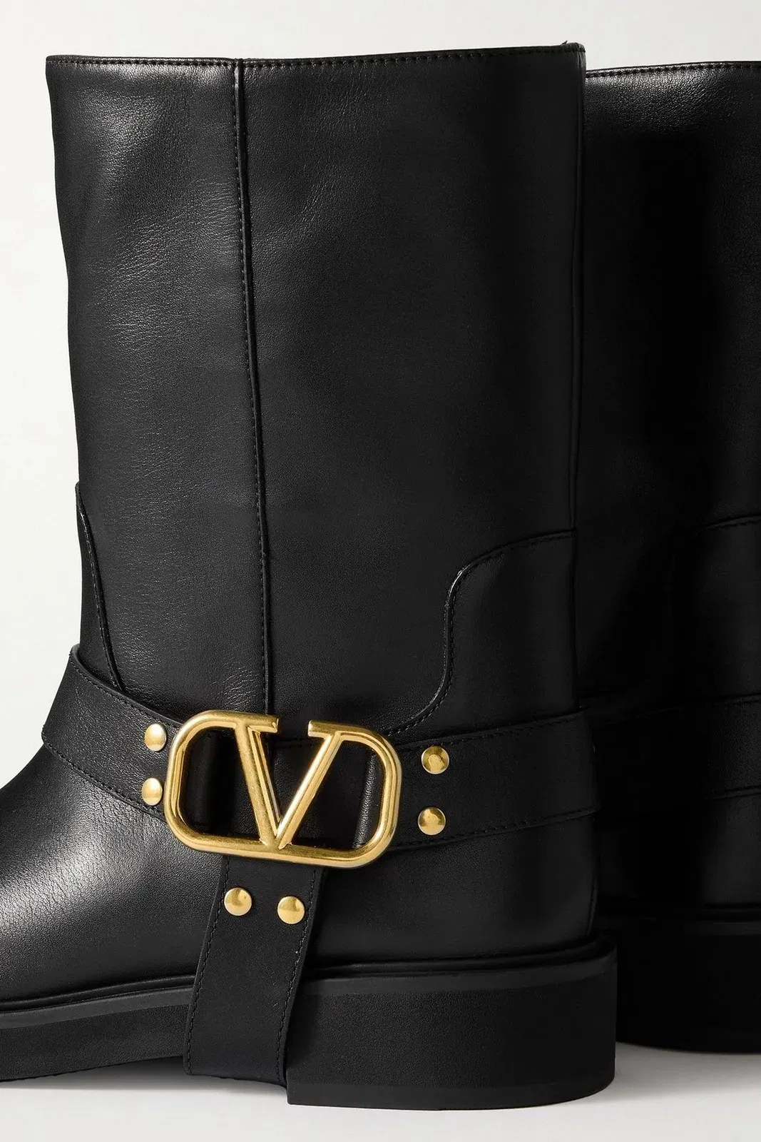Valentino Garavani Vlogo Signature Embellished Leather Ankle Boots Black Women's
