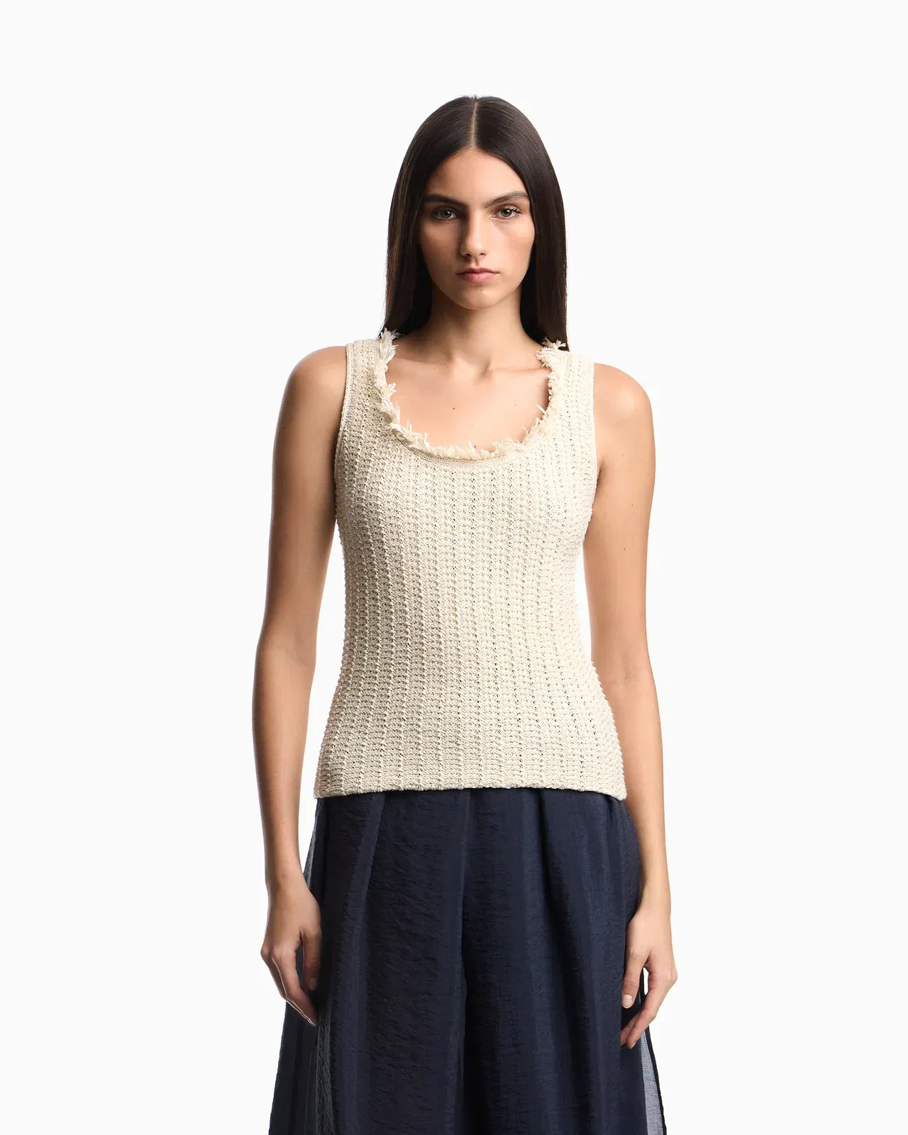 Emporio Armani Check-effect knit top