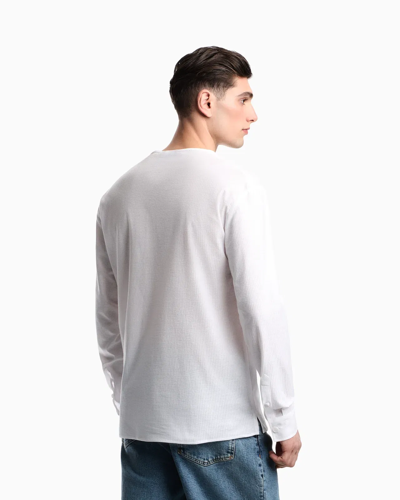 Emporio Armani Garment-dyed jersey Henley-collar shirt