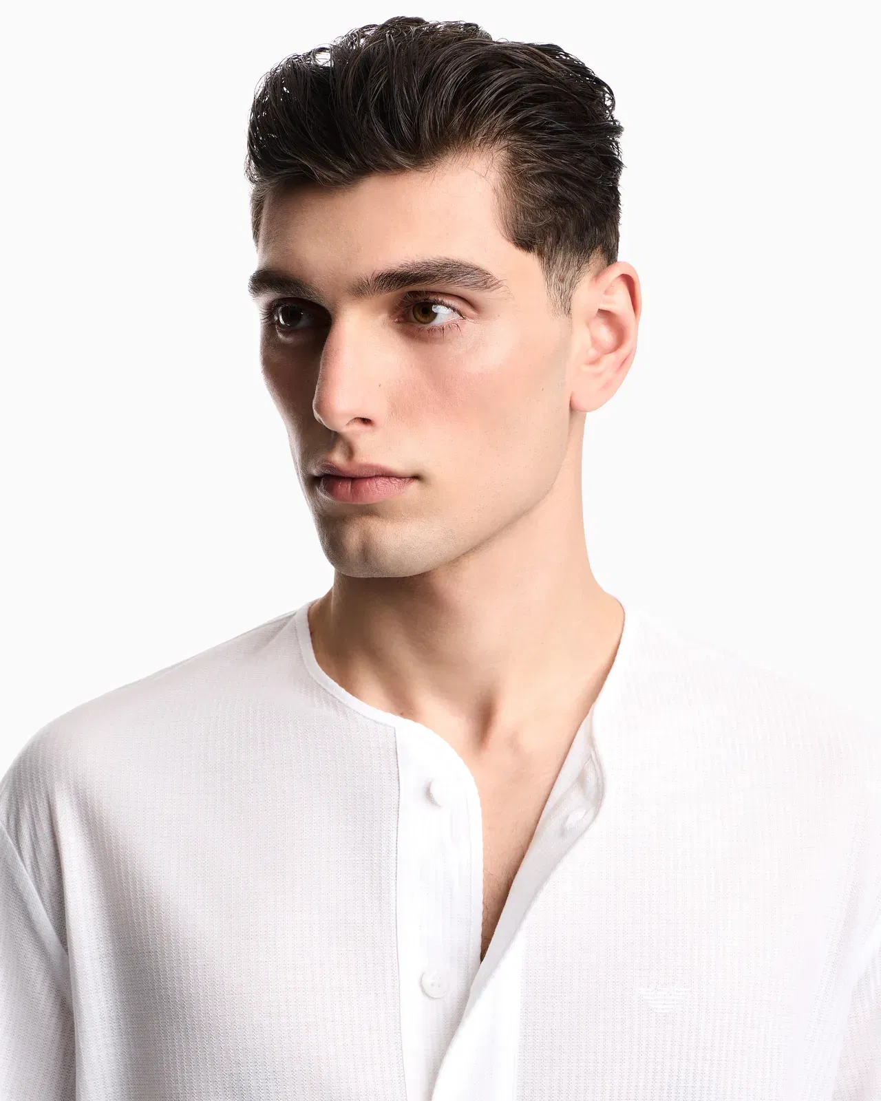 Emporio Armani Garment-dyed jersey Henley-collar shirt