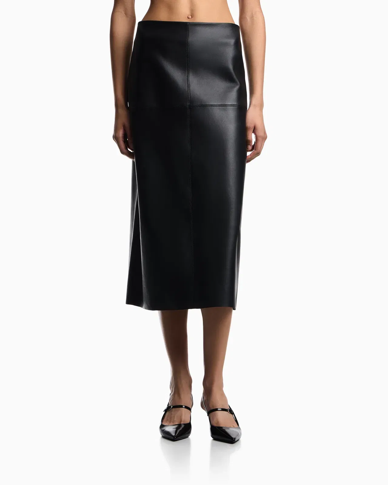 Emporio Armani vegetable-tanned nappa lambskin midi skirt