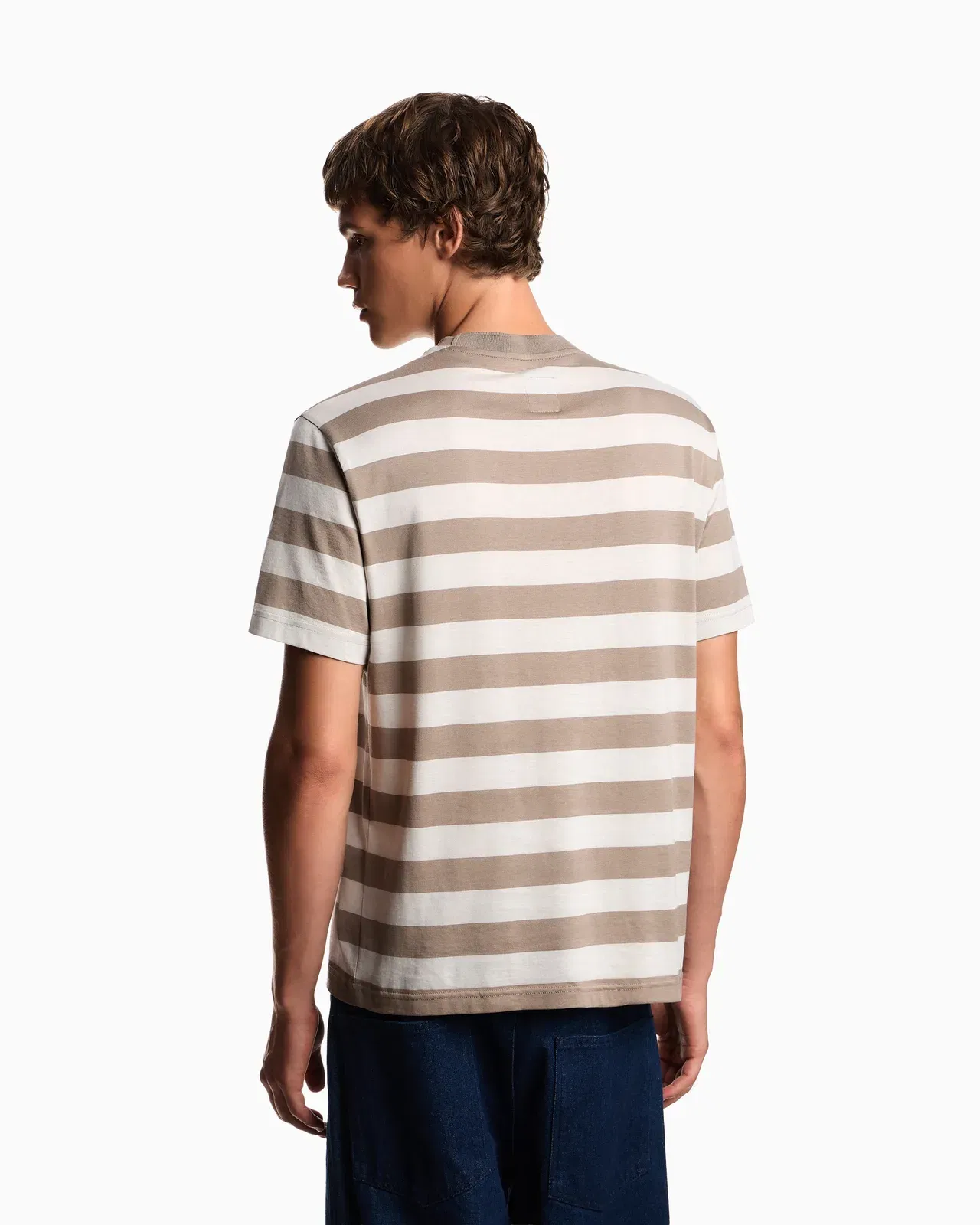 Emporio Armani Eagle Club striped jersey T-shirt with patch
