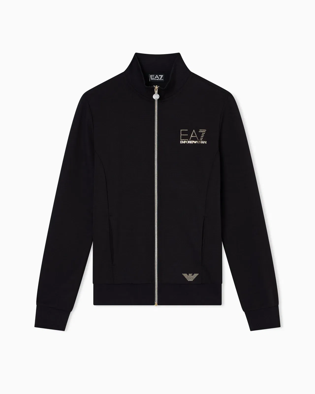 EA7 Stretch zip up sweatshirt with studded logo Evolution