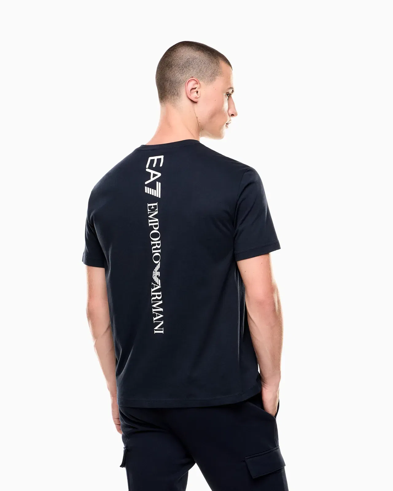 EA7 Logo t-shirt in cotton jersey with back print Logo Series