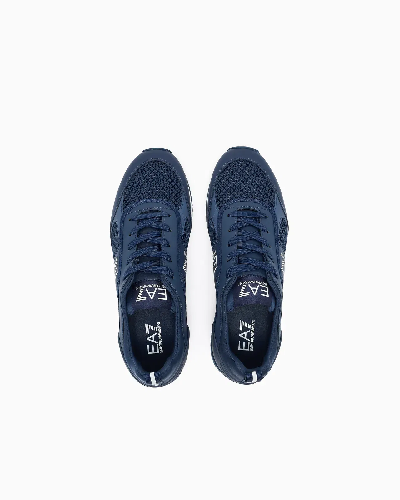 Ea7 Sneaker Black And White In Mesh With Rubber Sole Blue