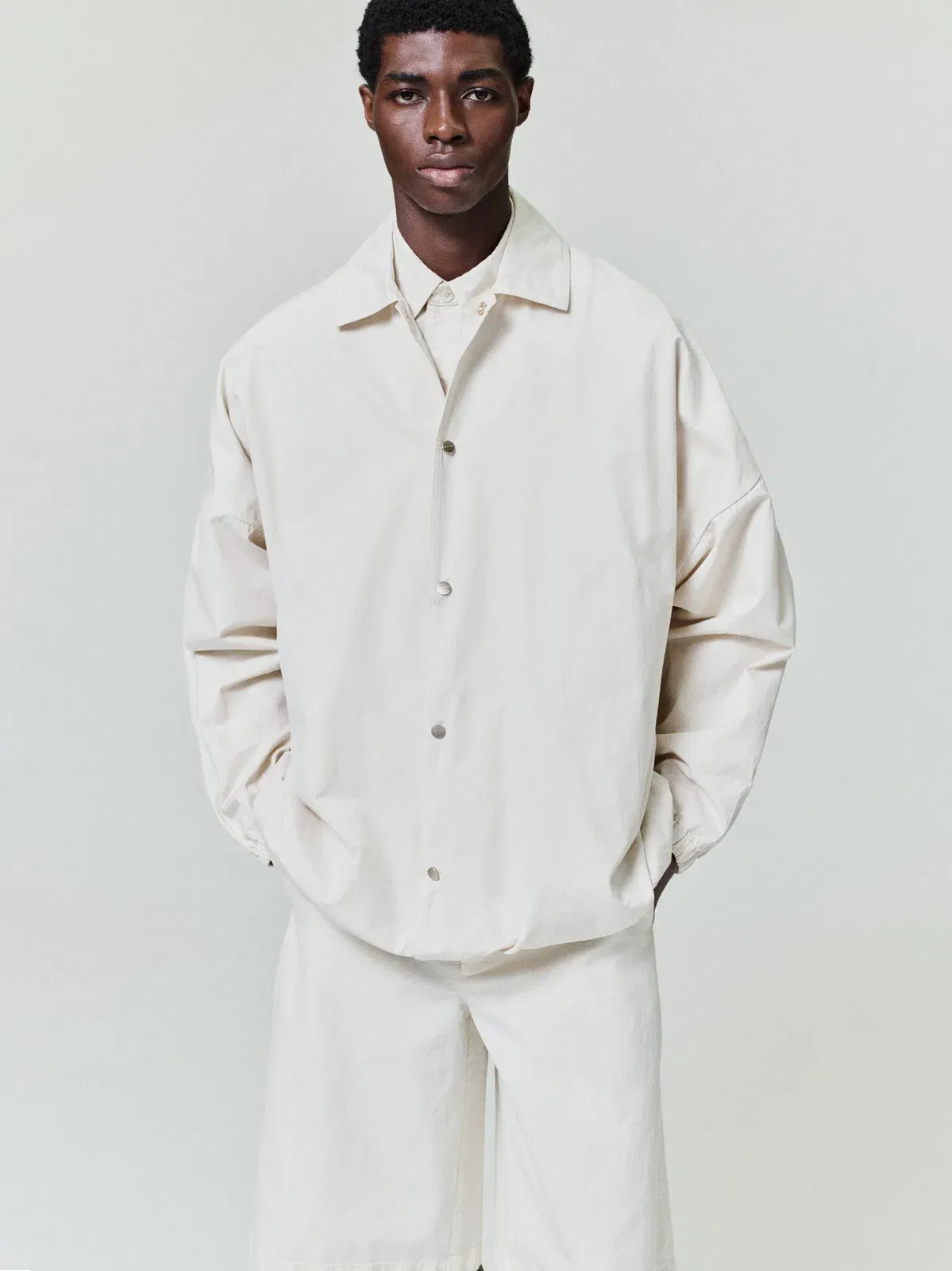 Essentials Garment Dyed Cotton Windbreaker Natural