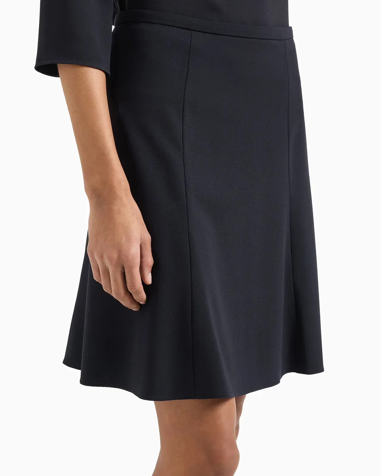 Emporio Armani Wool pleated skirt in stretch grain de poudre Essential