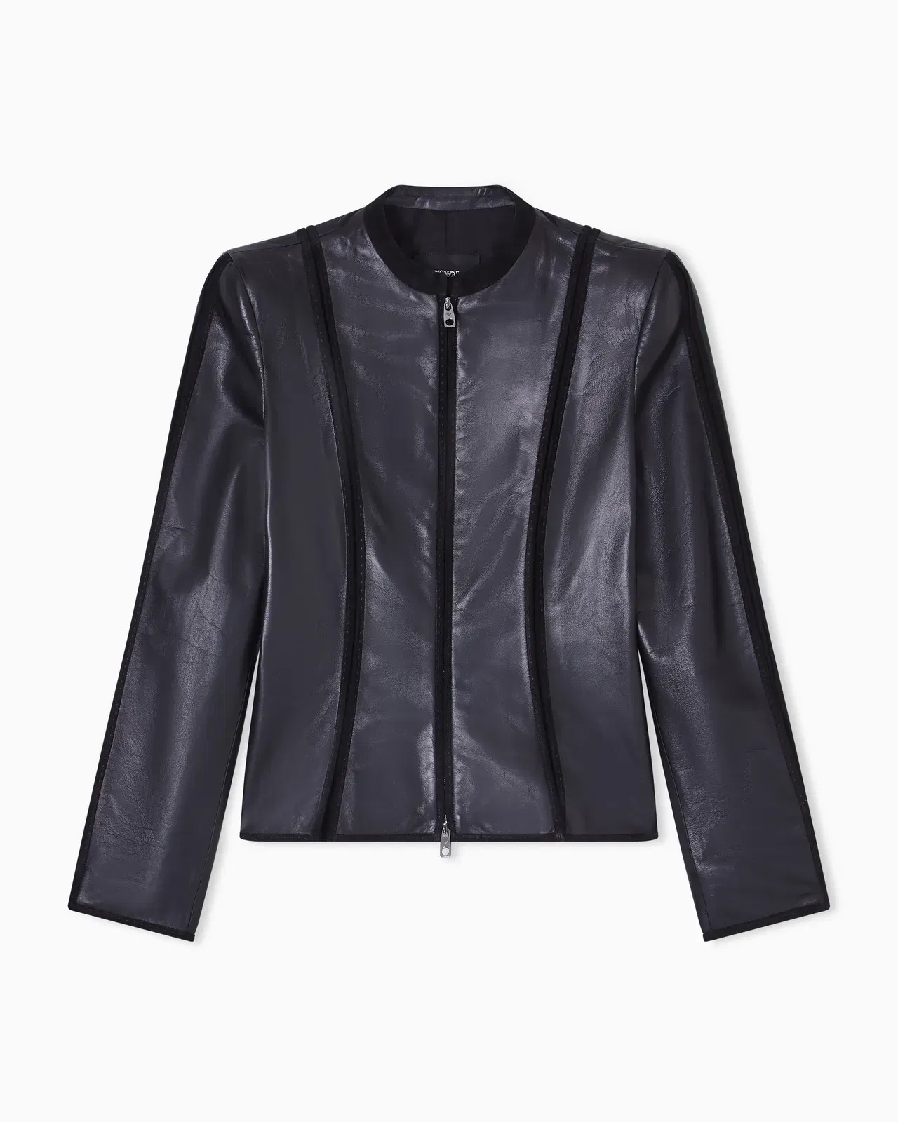 Emporio Armani glove nappa leather jacket with suede piping