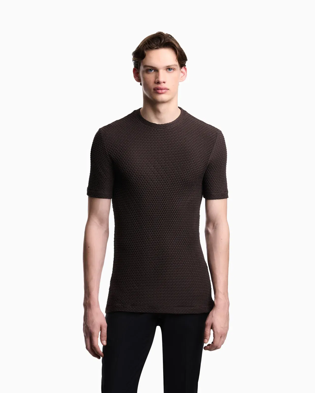 Emporio Armani T-shirt in embossed two-way stretch jersey