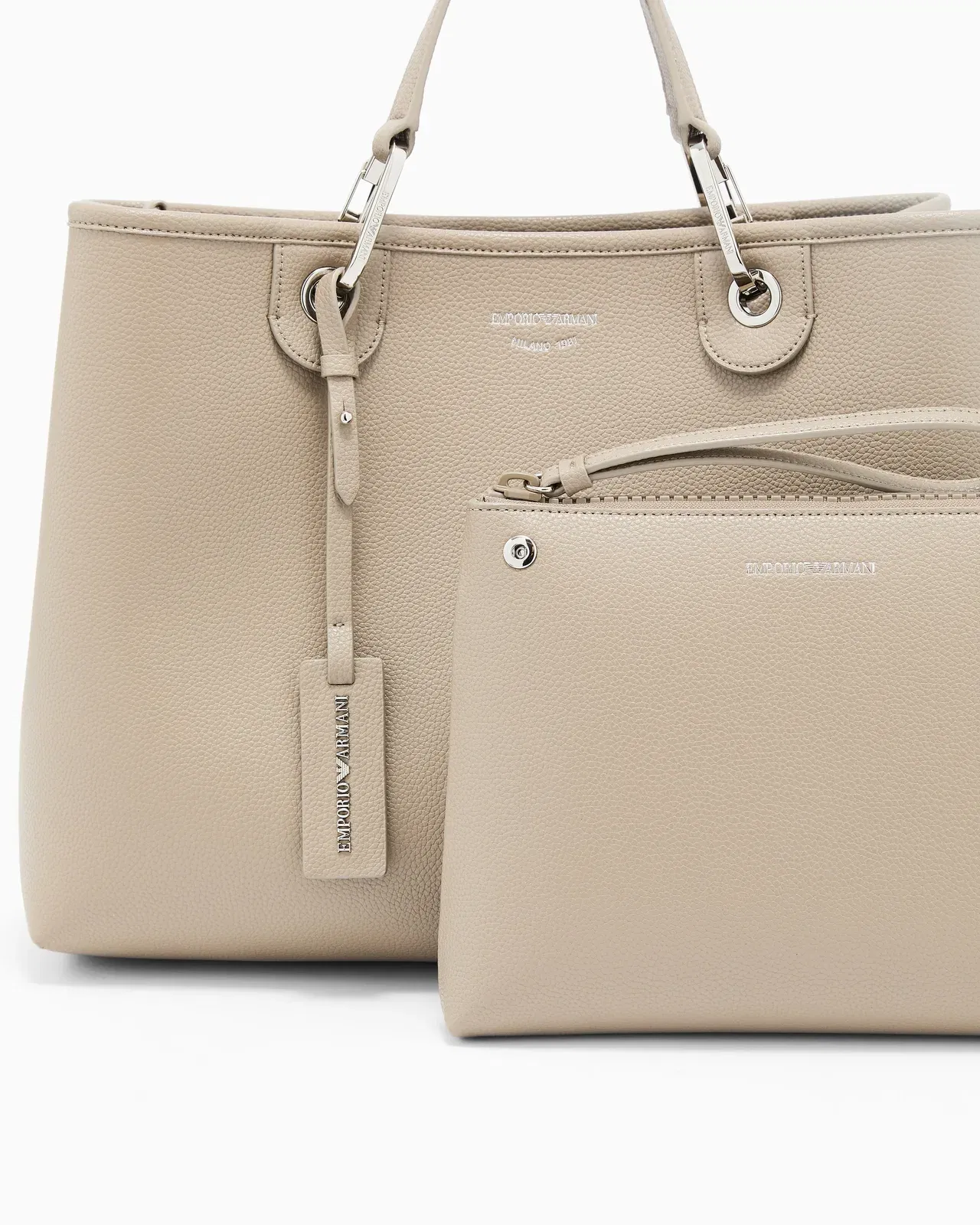 Emporio Armani Shopping bag with a pebbled texture and dual top handles