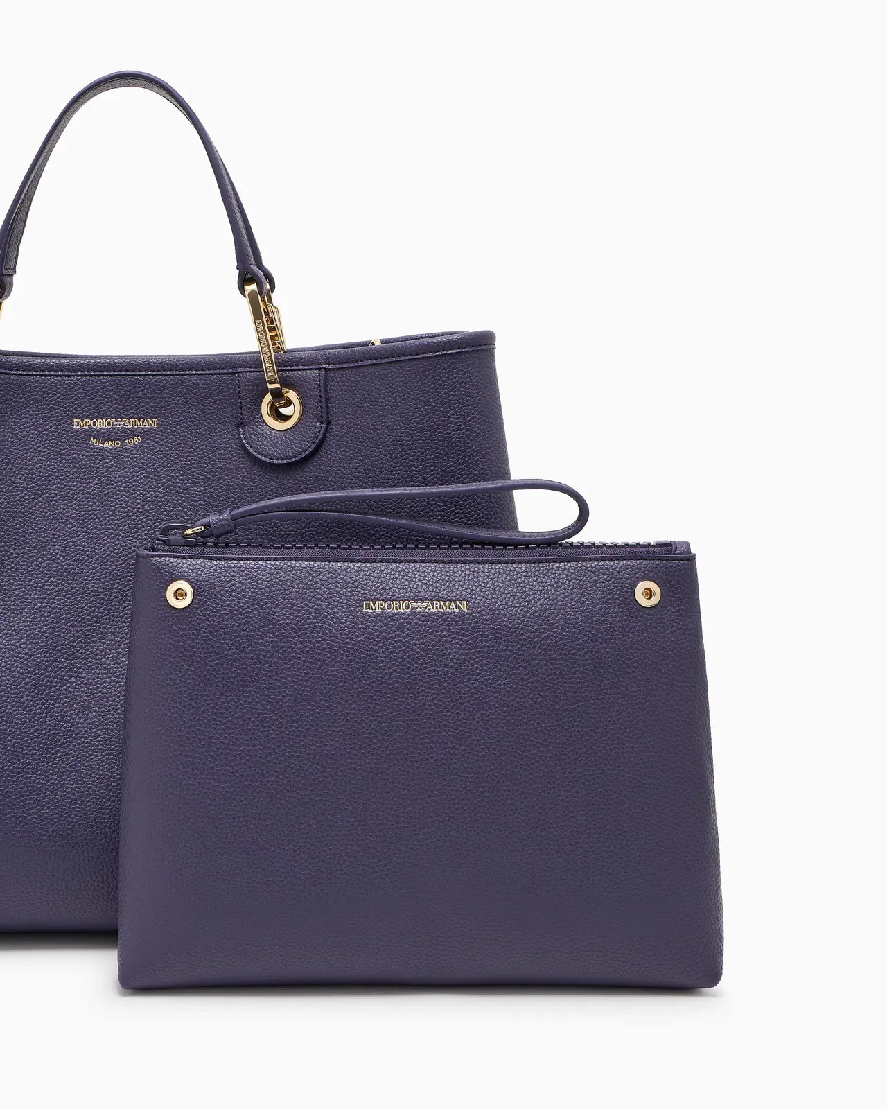 Emporio Armani Shopping bag with a pebbled texture and dual top handles