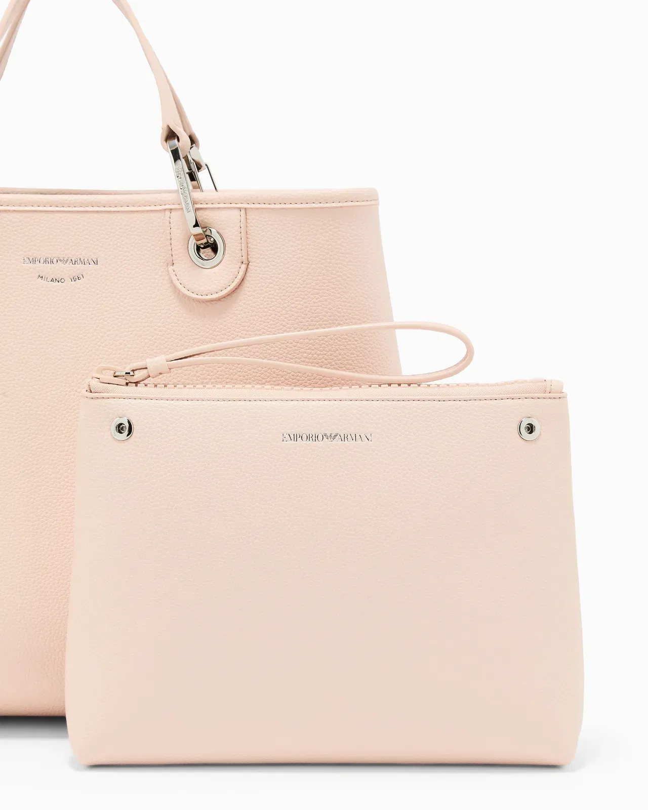 Emporio Armani Shopping bag with a pebbled texture and dual top handles