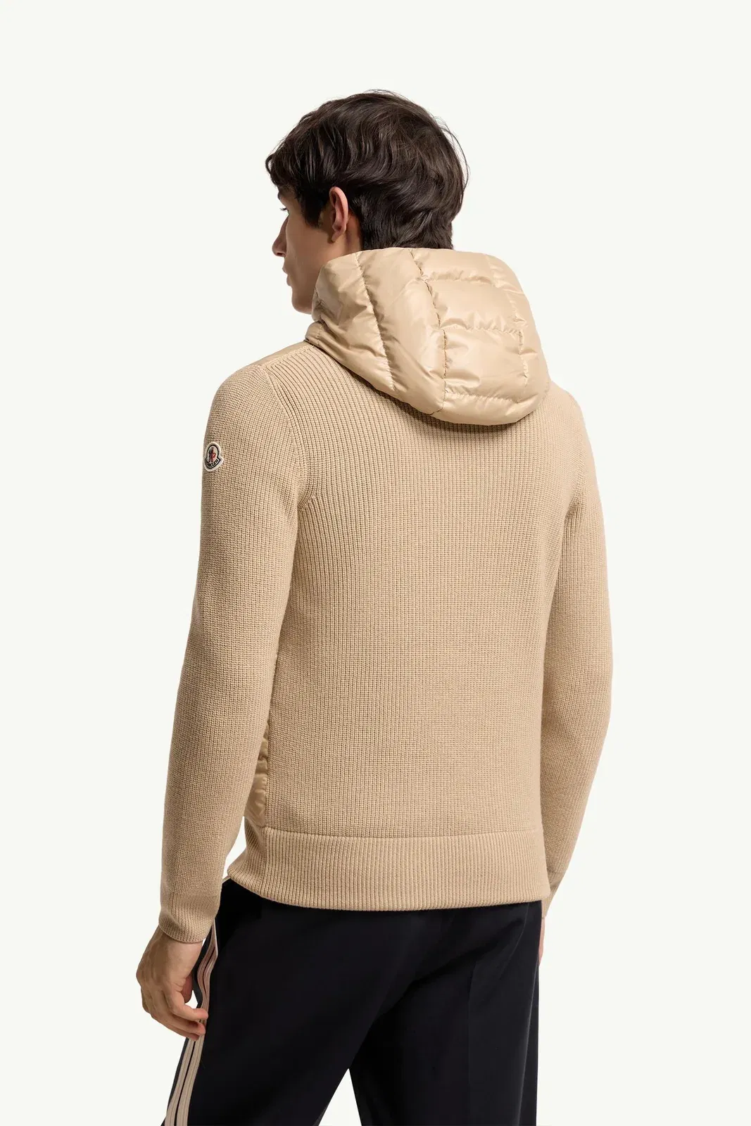 Moncler Padded Wool Zip-Up Hoodie Light Beige Light Beige