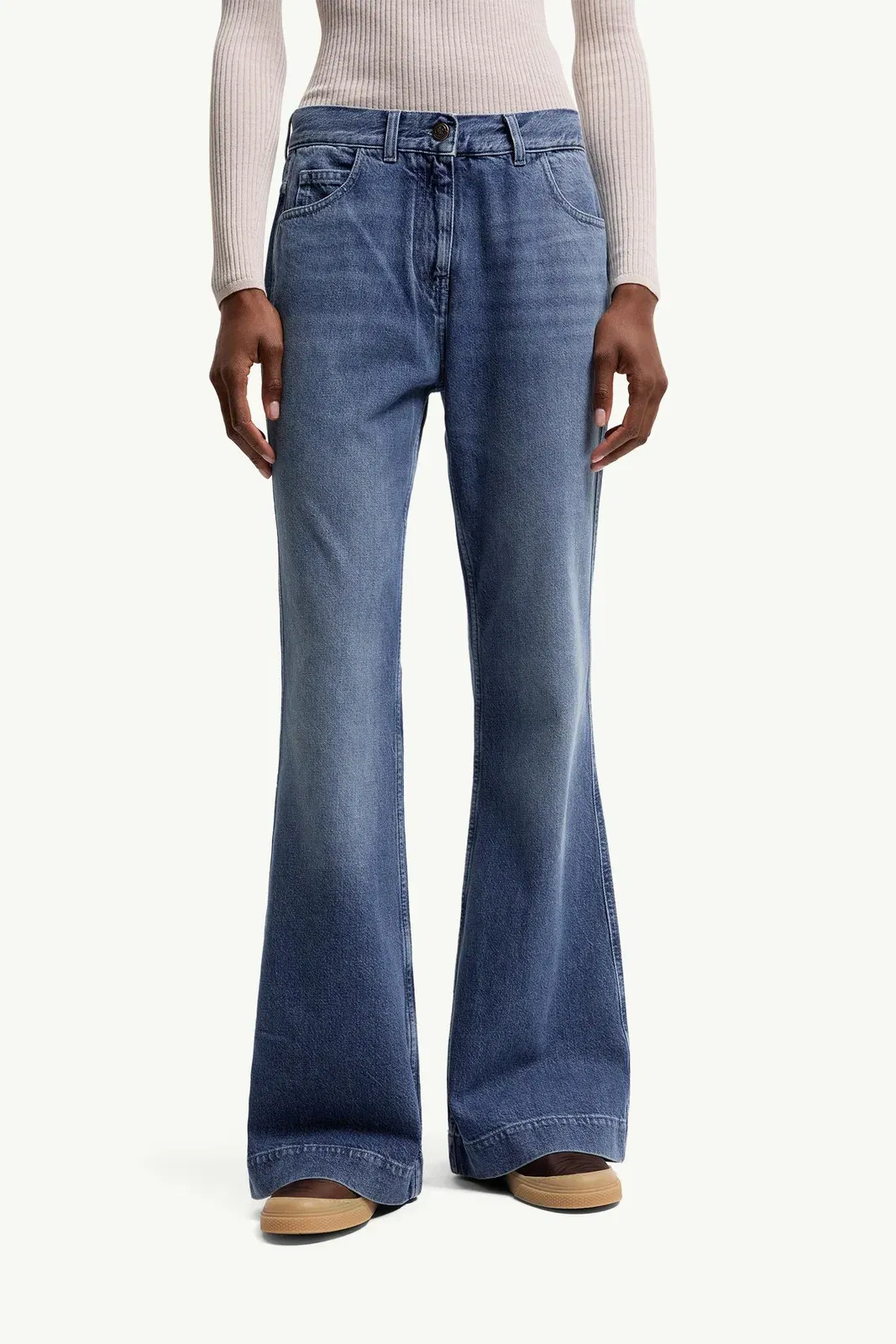 Moncler Wide Leg Denim Jeans Denim Blue Denim Blue