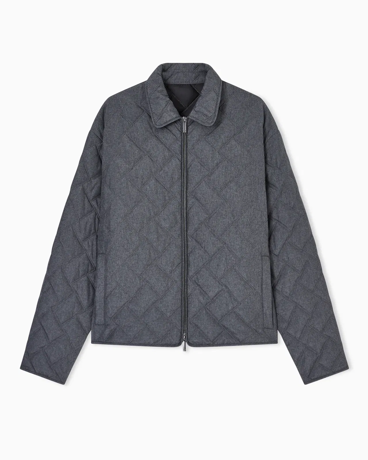 Emporio Armani Quilted nylon blouson with an all-over check micro print