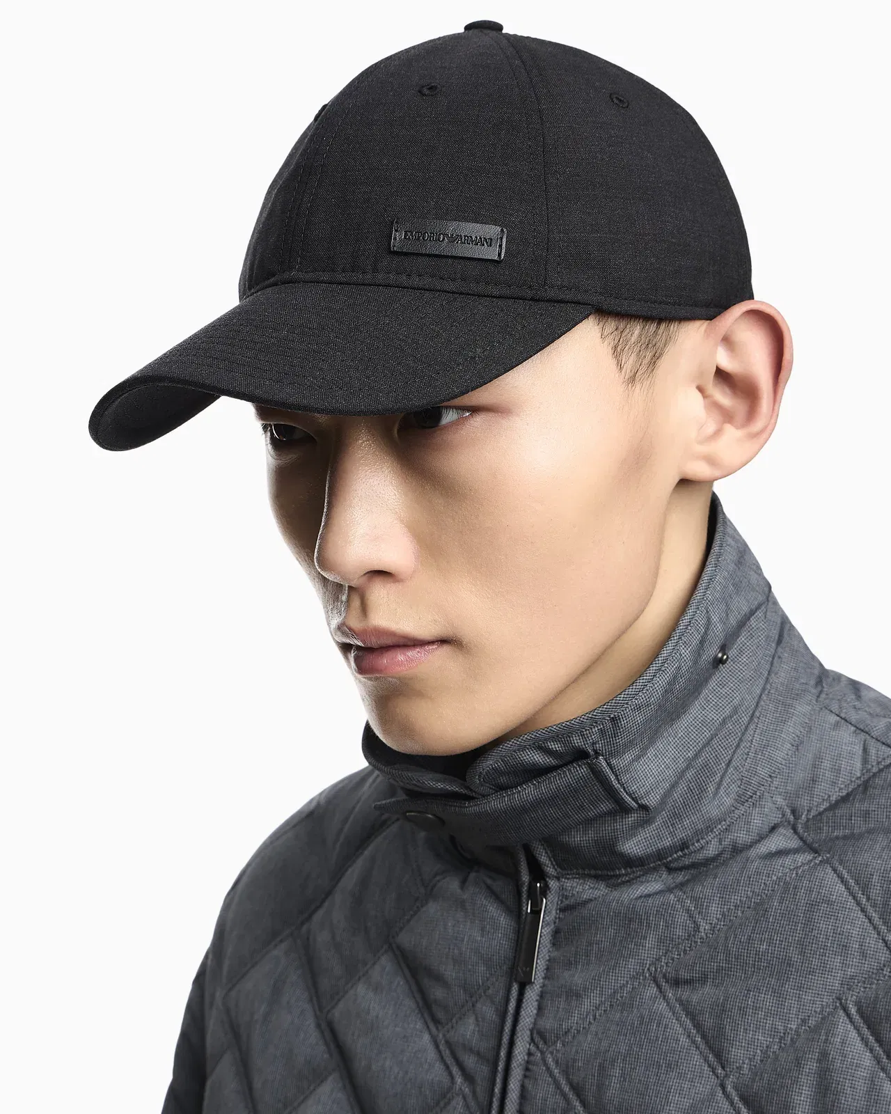 Emporio Armani Quilted nylon blouson with an all-over check micro print