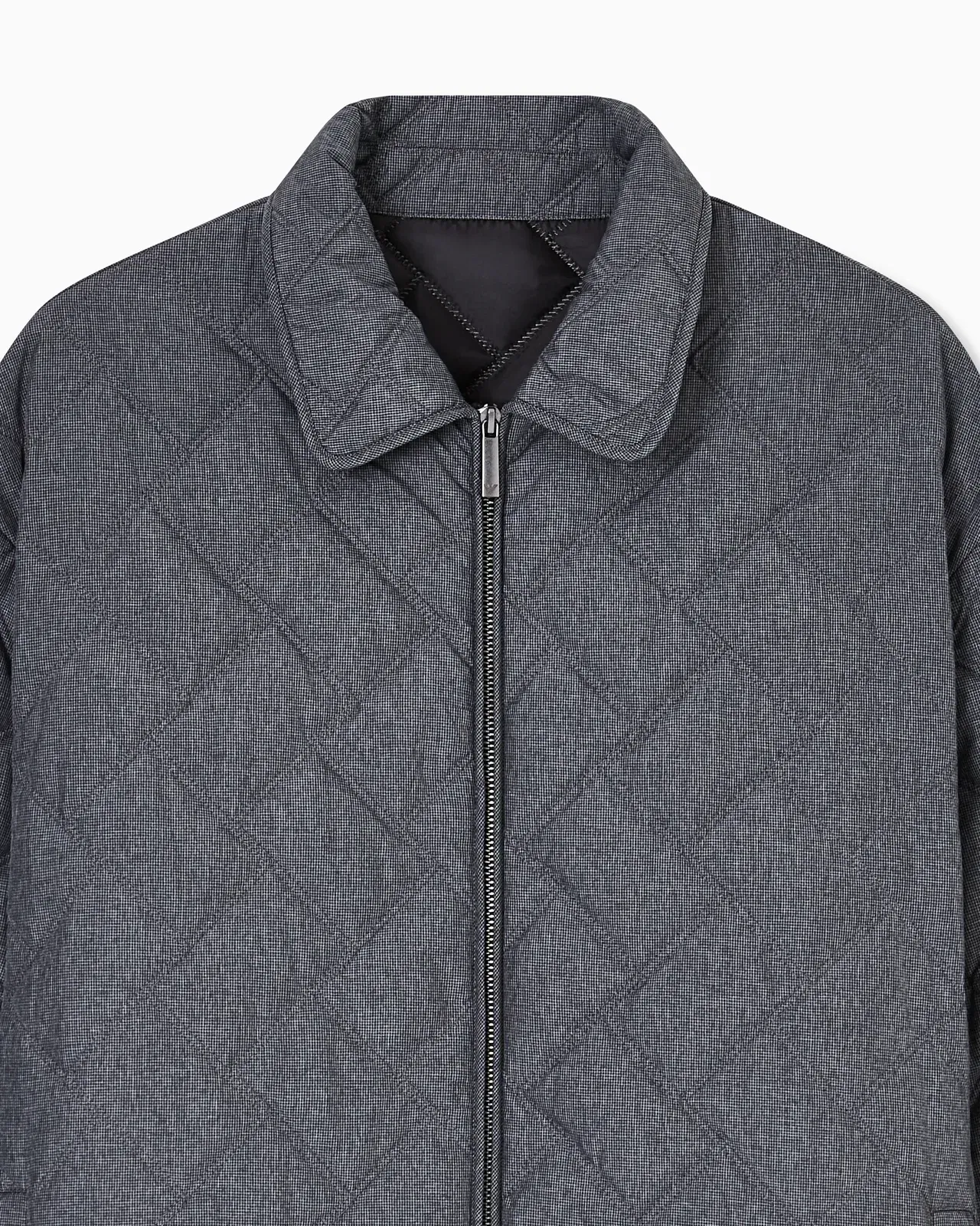 Emporio Armani Quilted nylon blouson with an all-over check micro print