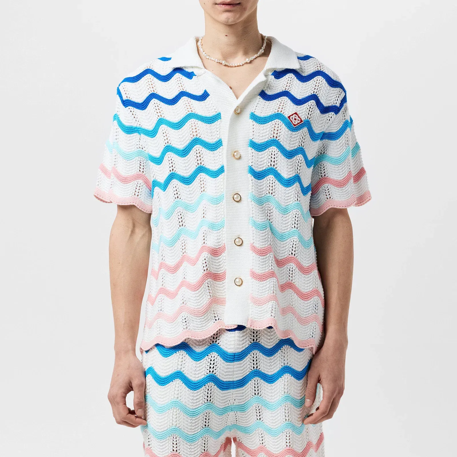 Gradient Wave Crochet Shirt