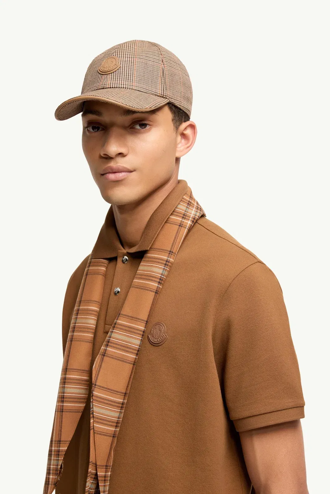 Moncler Logo Patch Cotton Piquet Polo Shirt Brown Brown