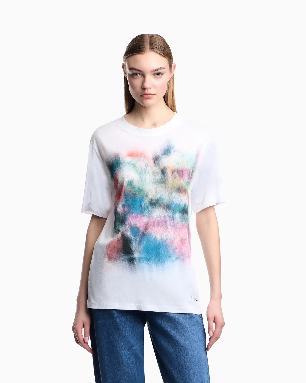 Emporio Armani Lightweight jersey T-shirt with multicolour print