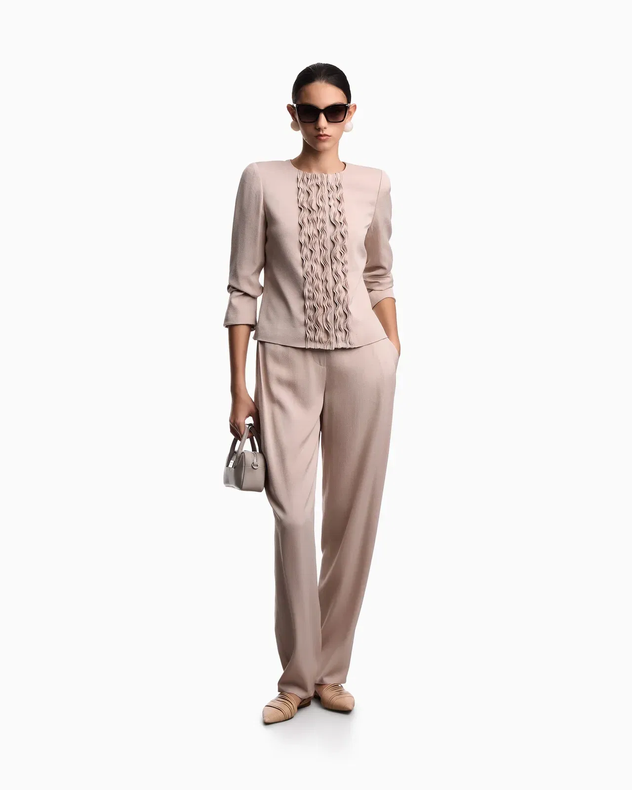 Emporio Armani Washed twill trousers with side crease