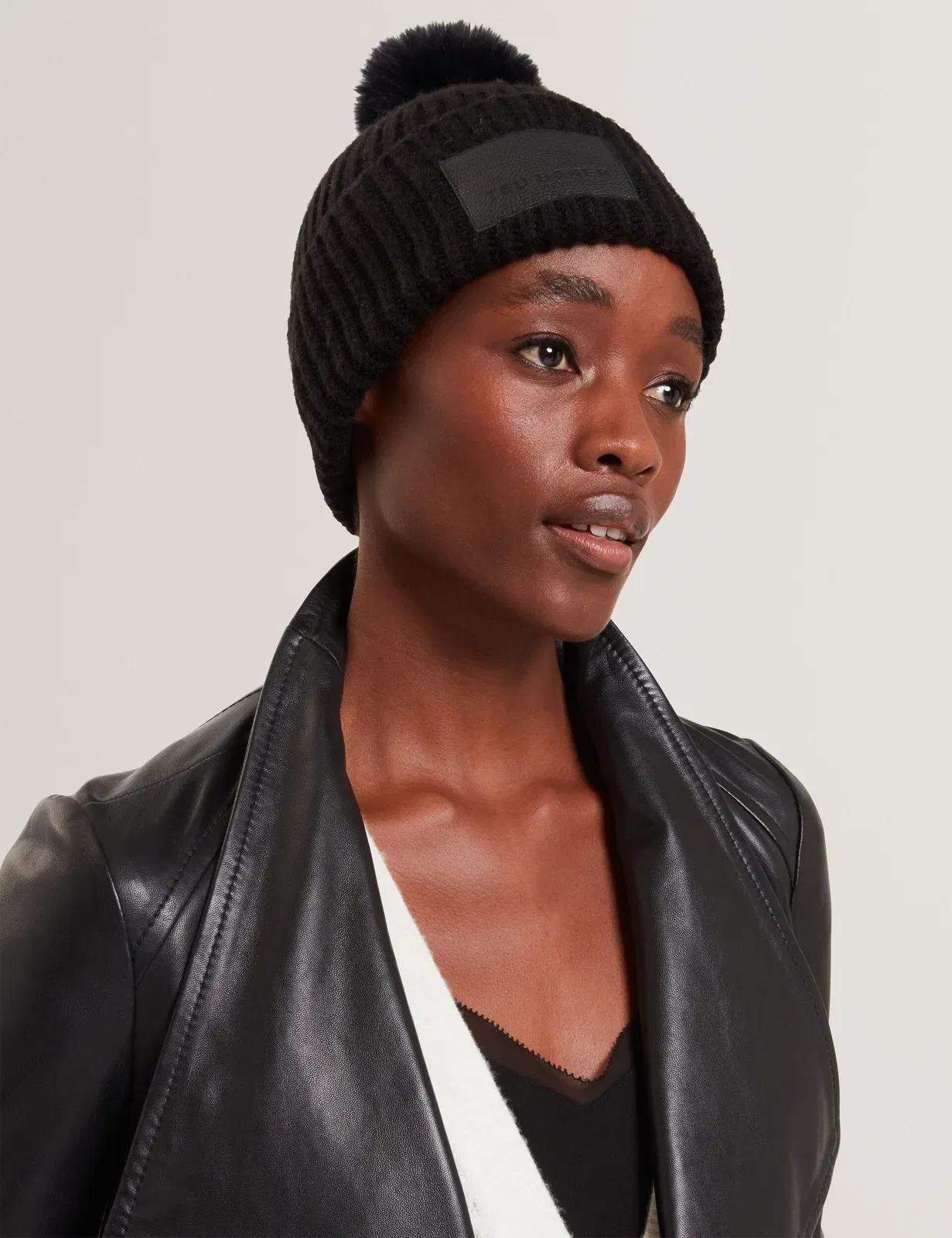 Ted Baker Sershii Rib Knit Branded Bobble Hat Women's