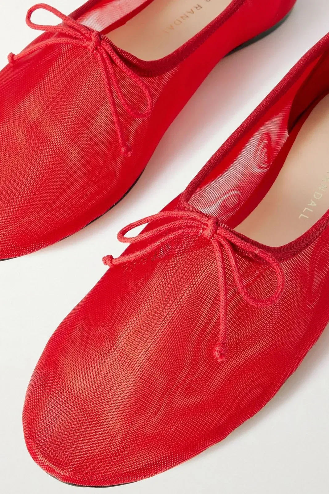 Loeffler Randall Landon Soft Bow-Detailed Mesh Ballet Flats Red Women's