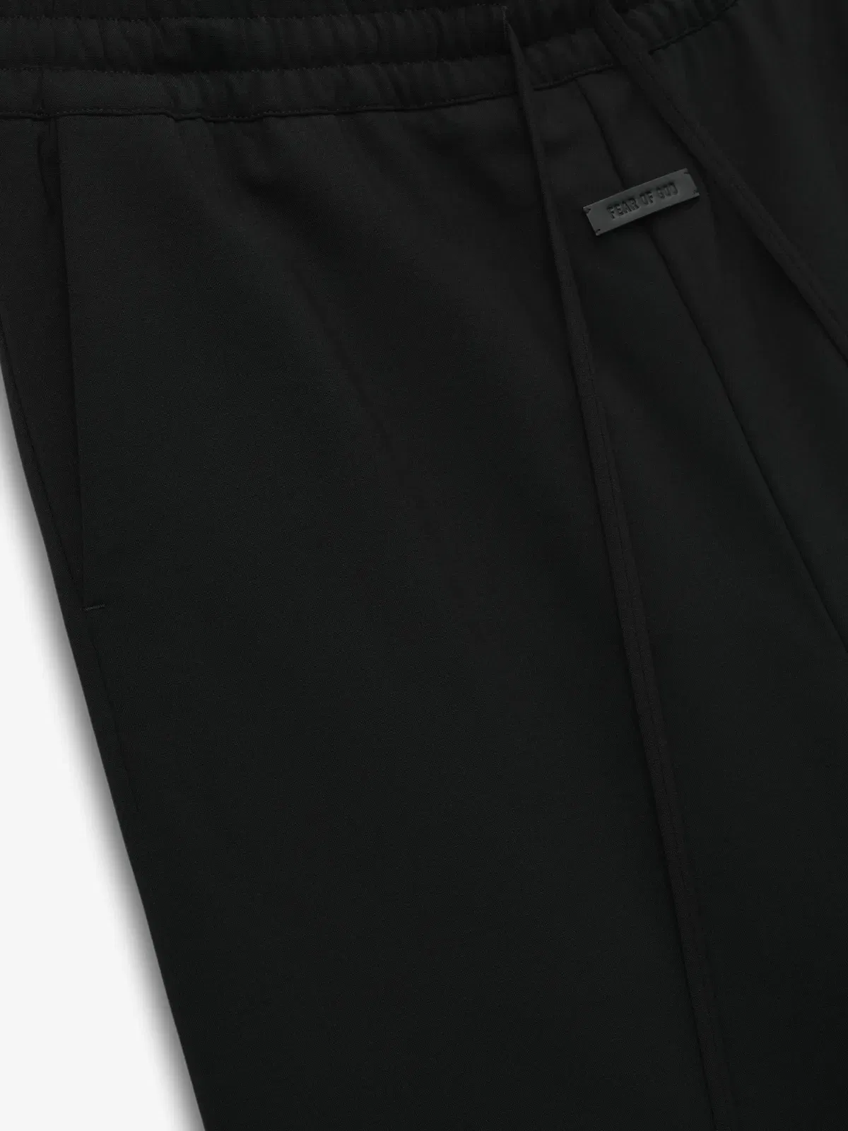 Essentials Double Weave Wool Wide Leg Drawstring Pants Black