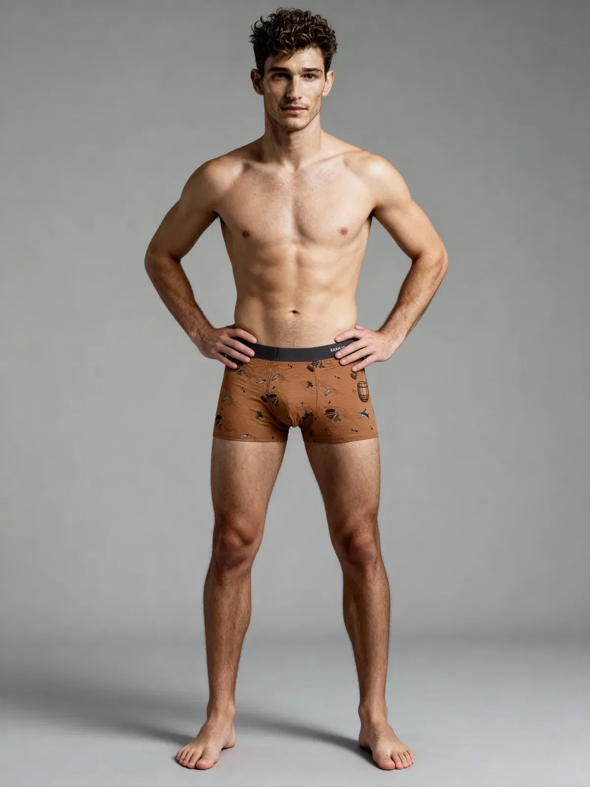 Men V Walks Brown Bee printed Luxury Elastic Trunk by Manaca