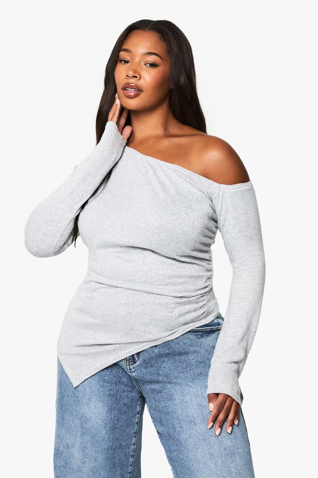 Plus Soft Rib Ruched Top
