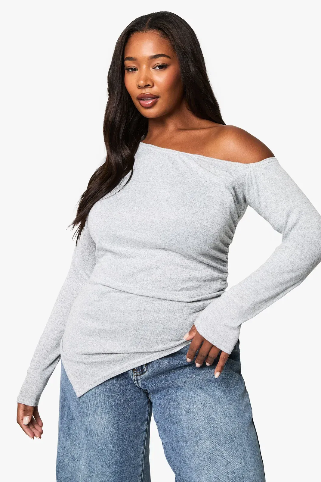 Plus Soft Rib Ruched Top