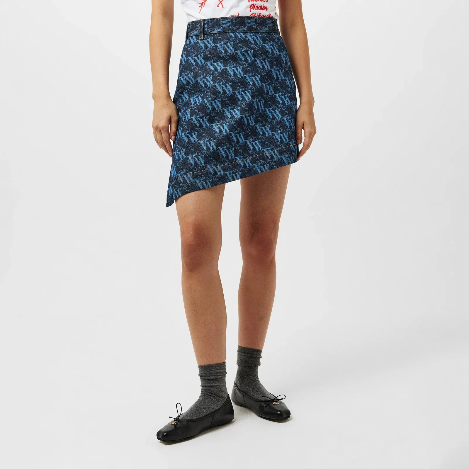 Viv Logo Denim Skirt