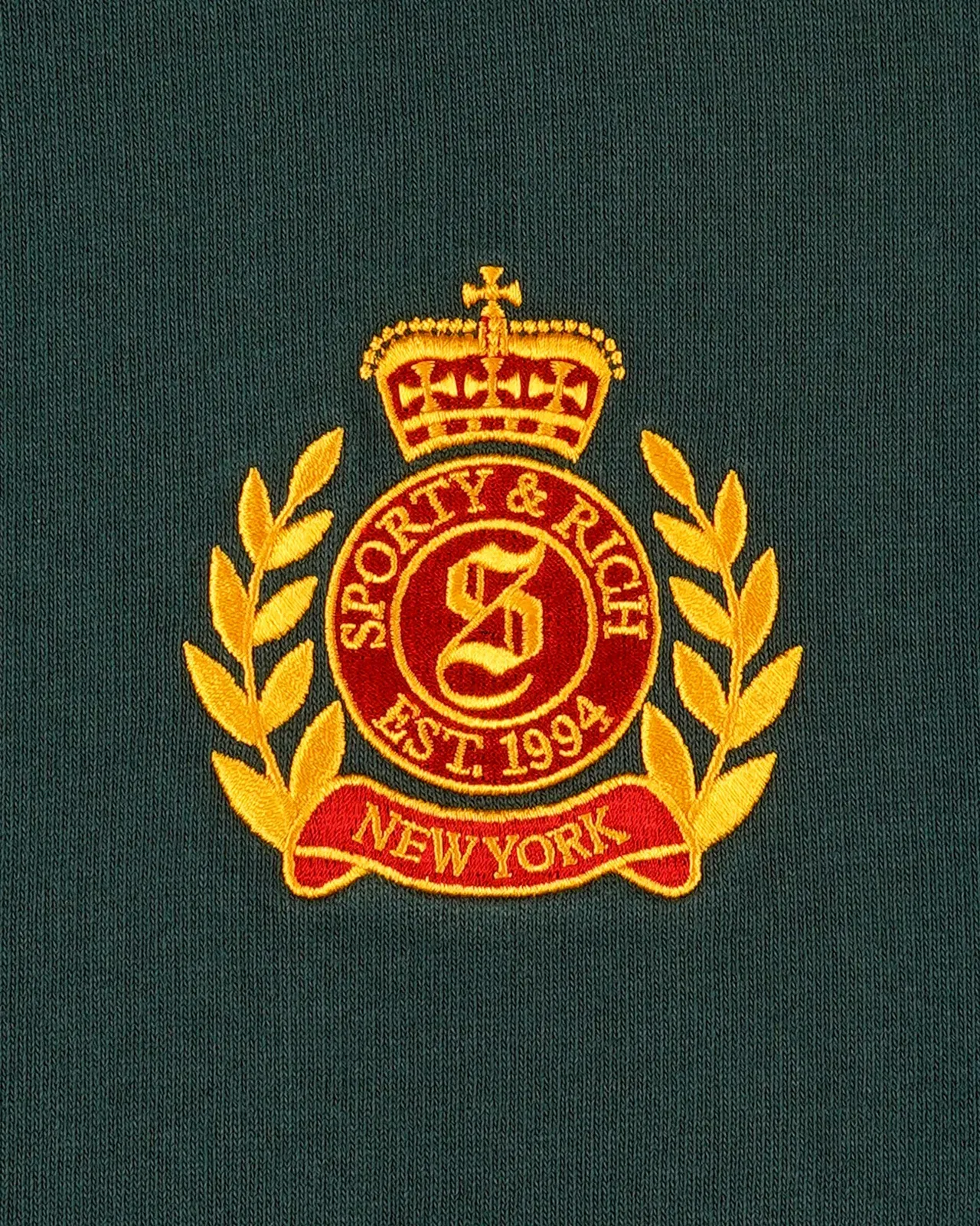 NY Crest Embroidered Hoodie - Forest