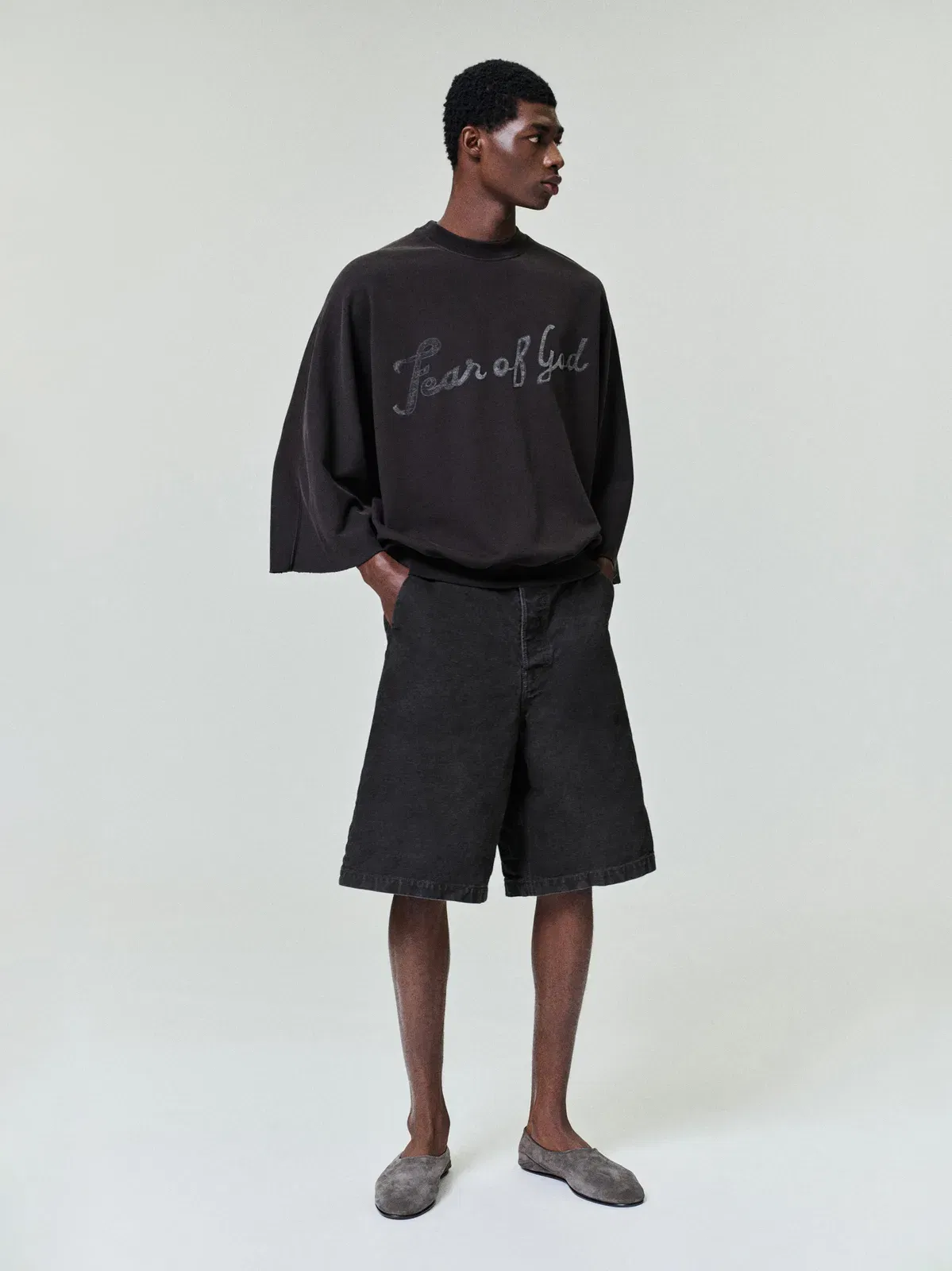 Essentials Washed Canvas Utility Shorts Washed Black