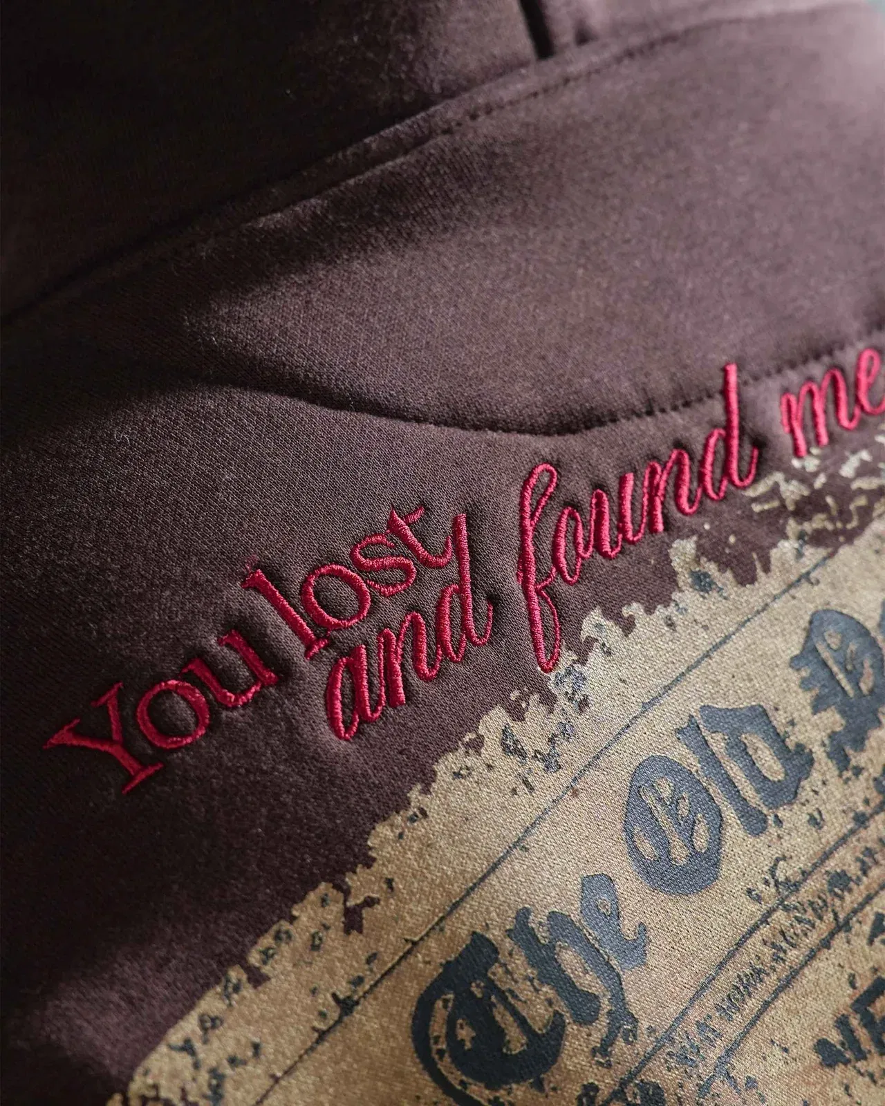 Love Me More - Coffee Printed Oversized Hoodie