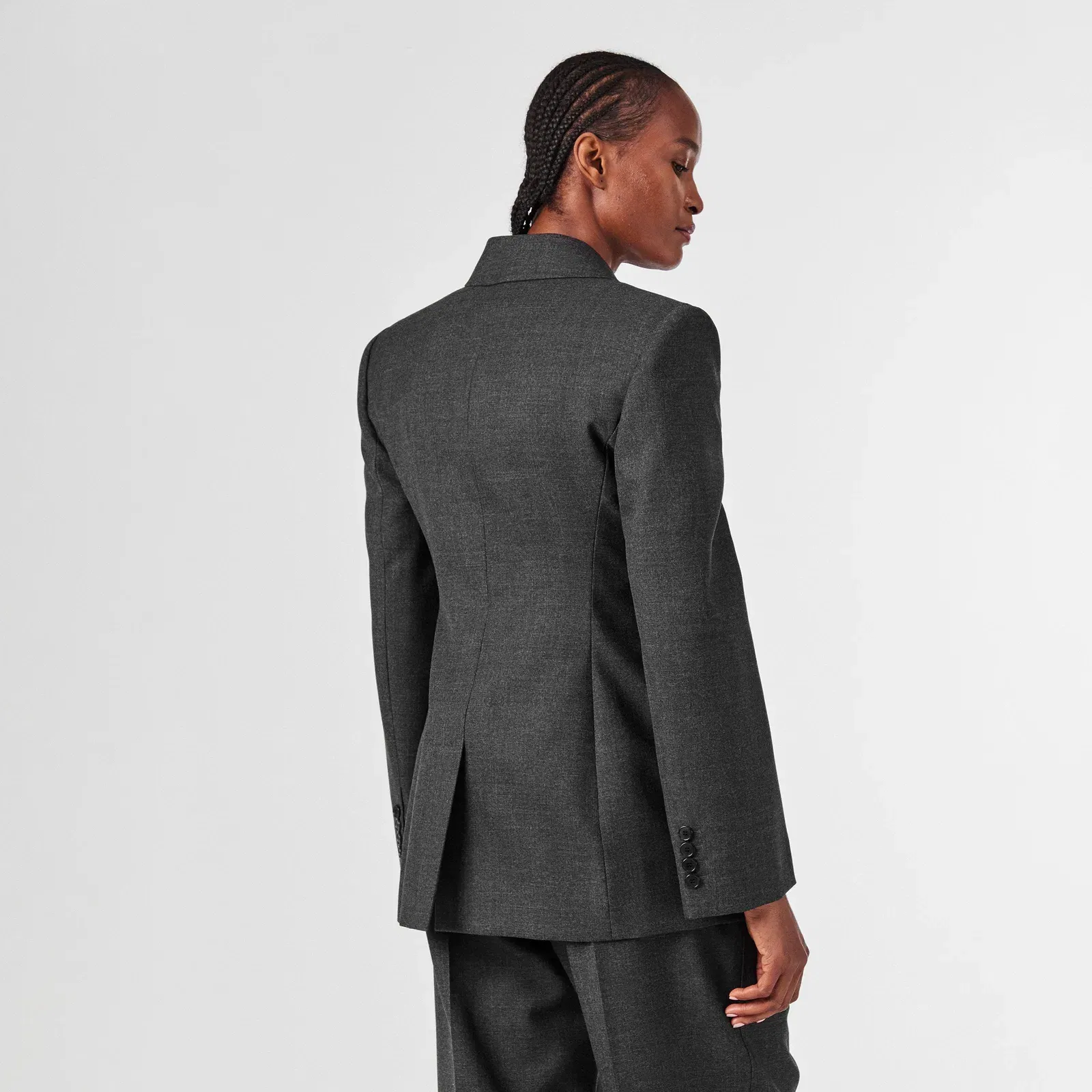 Double Breasted Wool Long Sleeve Blazer
